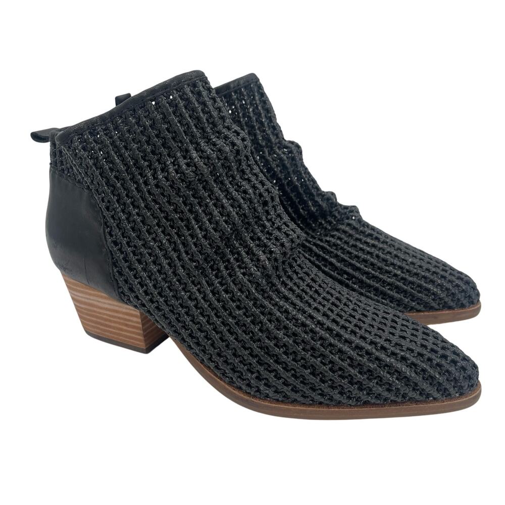 KELSI DAGGER BROOKLYN Ego Boots Size 8 Black Leather Booties Woven Zipper NEW